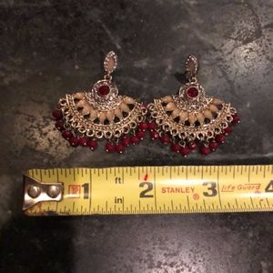 Unique Ruby and Gold Colored earrings